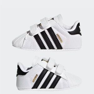Adidas Kids Superstar Crib Sneakers - White, Black, and Gold